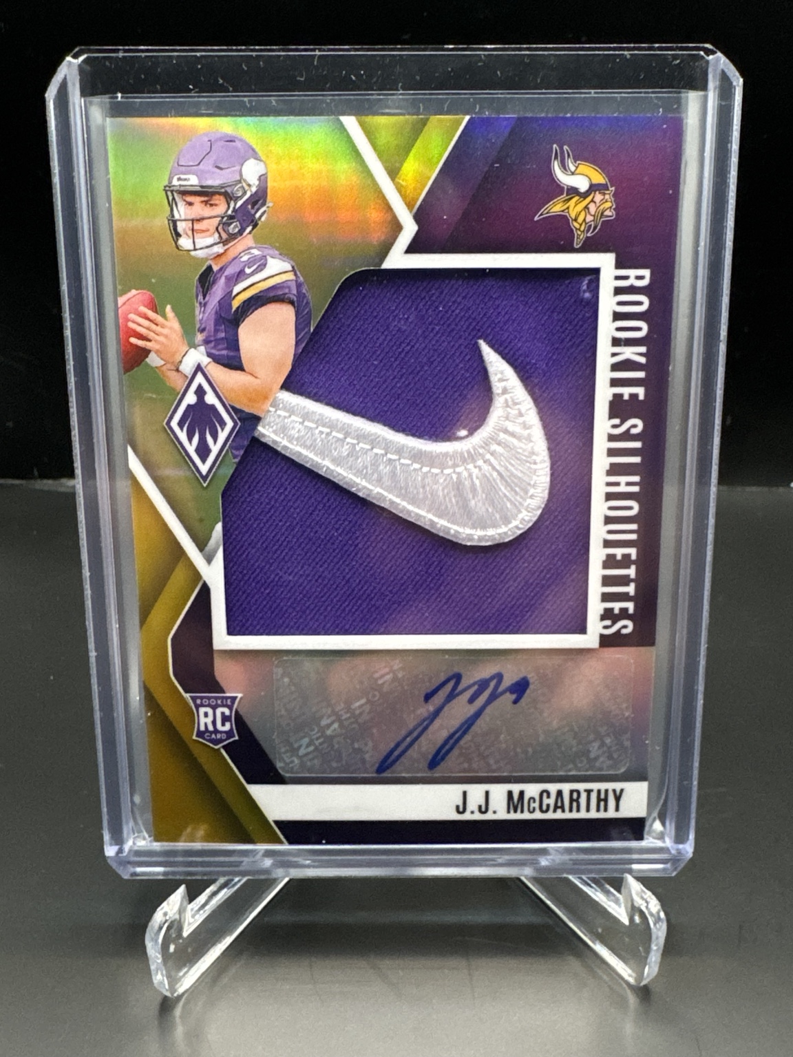 J.J. McCarthy Rookie Silhouettes Nike Swoosh Patch Auto